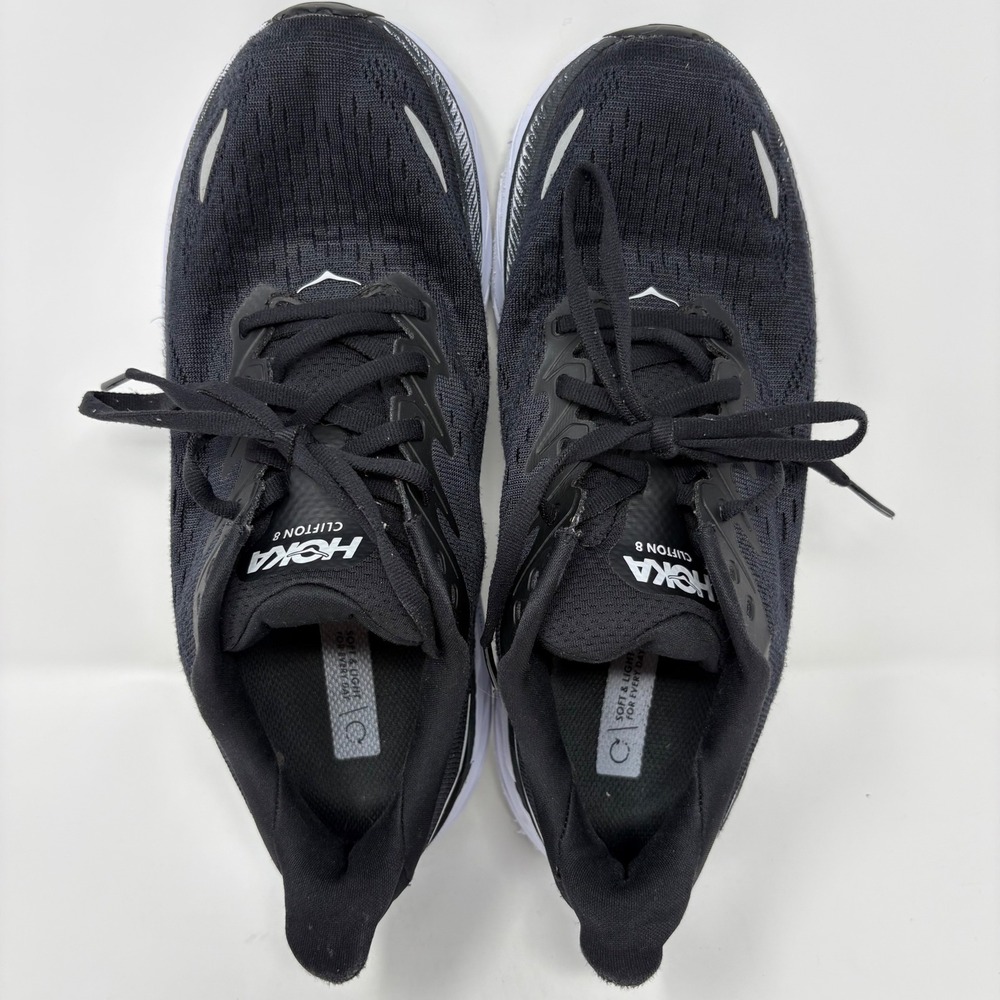 Hoka Clifton 8 Women's Size 8 Black White Athletic Running Shoes (1119394 BWHT) - Picture 5 of 8